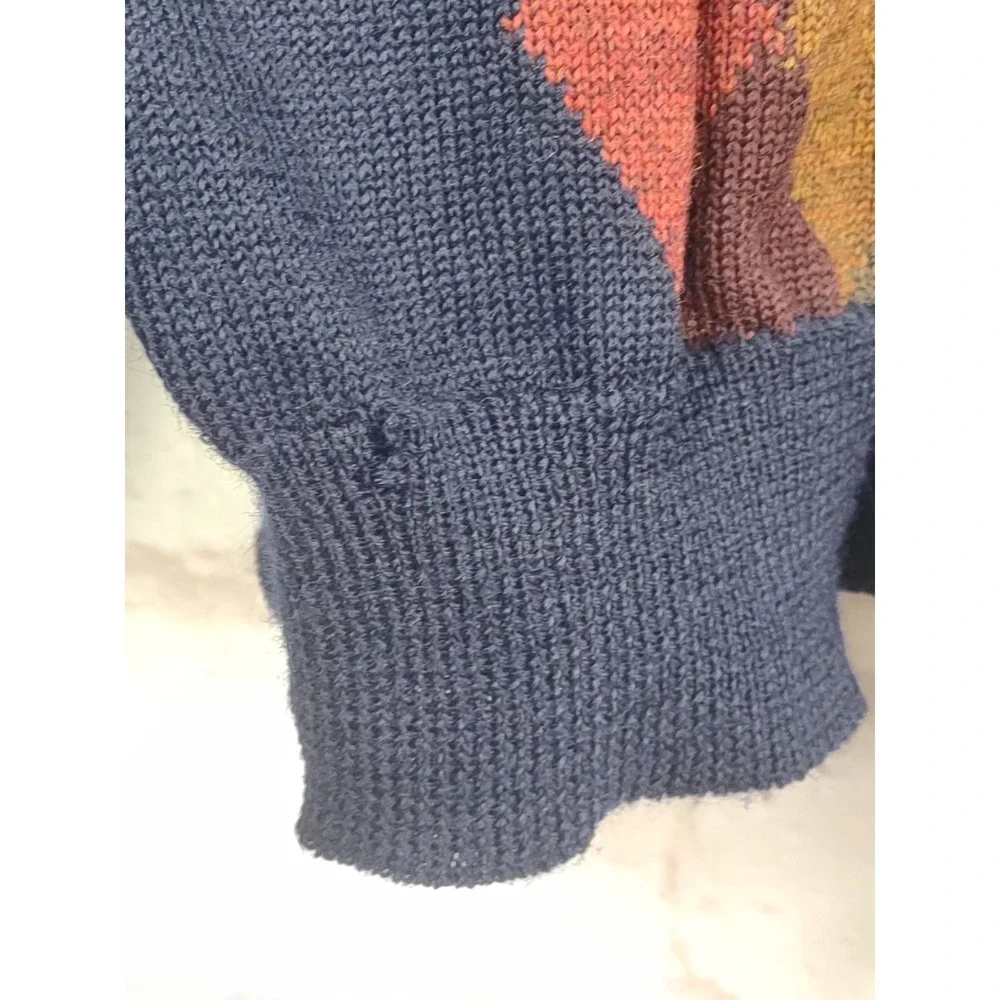 Vtg Tricots St Raphael Argyle Pattern Wool XL Pullover Collared Sweater *HOLES* - Picture 11 of 12